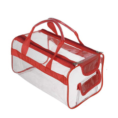 Kuber Industries Large Size Transparent Cosmetic Bag, Shoes Bag,Travel Toiletry Bag, With Sturdy Zipper and 1 External Pocket-Set of 2 (Pink & Red) (F_26_KUBMART017060)