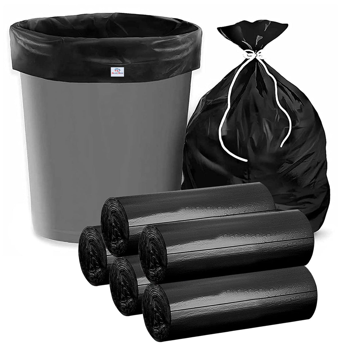 Heart Home Small 150 Garbage Bags/Dustbin Bags, 17x19 Inches (Black)-HS41HEARTHH24009