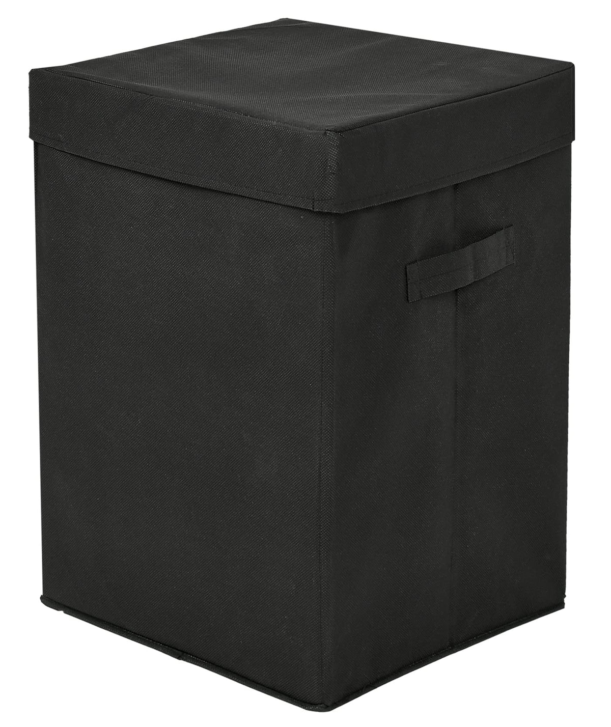Heart Home Non-Woven Foldable Large Laundry basket/Hamper With Lid & Handles (Black)-44HH0189