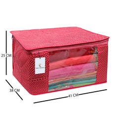 Kuber Industries Cotton 6 Pieces Three Layer Quilted Extra Large Saree Cover (Maroon, Blue & Pink)-CTKTC025491