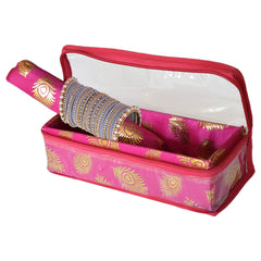 Heart Home Multipurpose Feather Design Laminated 1 Rod Bangle Box/Organizer/Case With Tranasparent Top (Pink)-47HH0217