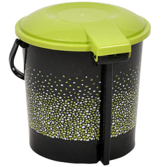 Heart Home Printed Multiuses Plastic Pedal Dustbin, Waste Bin, Trash Can With Handle, 7 Litre (Black)-47HH0739