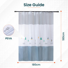 Kuber IndustriesSoft Texture Bath curtain|Natural Drape Waterproof Shower Curtain 6 Feet|Grey