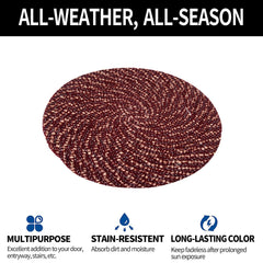 Heart Home Door Mat | Round Shape Feather Door Mat | Cotton Reversible Mat | Door Mat for Kitchen | Door Mat for Home | 16 Inch | Small | Pack of 2 | Maroon