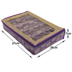 Heart Home Multipurpose Carry Design Laminated 5 Rod Bangle Box/Organizer/Case With Tranasparent Top (Purple)-47HH065
