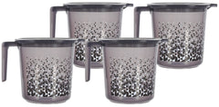 Kuber Industries Tinted Print Multiuses Lightweight, Unbreakable Plastic Bathroom Mug 1.5 Litre Pack of 4 (Black)-46KM0240