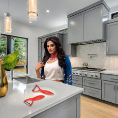 Heart Home Peeler|Plastic Vegetable Peeler|Fruit Peeler|Non-Slip Handle|Steel Sharp Straight Blade|Y Shaped Peeler|Kitchen Peeler|Pack of 2 (Multicolor)