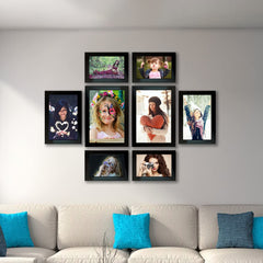 Kuber Industries Collage Photo Frame For Living Room, Wall Set of 8 (Black) Size: 5x7-2 Pc., 8x6-2 Pc., 6x4-4 Pc.