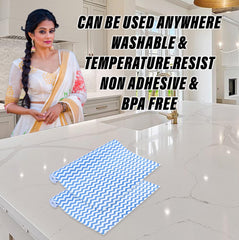 Heart Home Shelf Liner | EVA Kitchen Cabinet Shelf Mat | Anti-Slip Bathroom Mat | Fridge Mat | Table Mat | Zig Zag Design Wardrobe Mat | 3 Meter | Blue