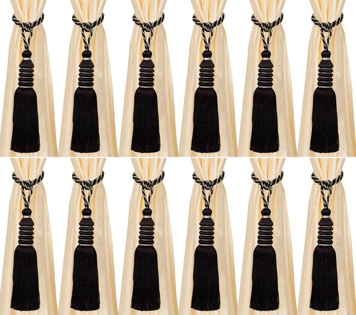 Kuber Industries Polyester 12 Pieces Curtain Tie Back Tassel Set (Brown) -CTKTC12877