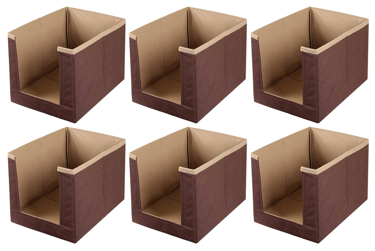 Heart Home Multiuses Non-Woven Closet Organizer With Handles- Pack of 6 (Brown) -HS43HEARTH26555