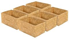 Heart Home Metallic Flower Printed Multipurposes Rectangular Flodable Storage Box, Drawer Storage and Cloth Organizer- Pack of 6 (Brown)-HS43HEARTH26329