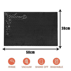 Kuber Industries Door Mat | Rubber Mud Trapper Mat | Welcome Mat | Floor mat | Door Mat for Home Entrance | Bathroom Mat | Entry Way Doormat | Black & Silver