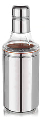 Kuber Industries Stainless Steel Oil Dispensers for Kitchen use with Sharp Finish, Slim, Stylish and Trendy Look 1 Litre (Silver) - CTKTC042590
