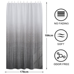 Kuber Industries Shower Curtain | Odette Design PEVA Curtain for Bathroom | Shower Curtain for Bathroom | Bathroom Shower Curtain with Hooks | 6 Feet | Gray