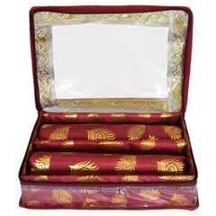 Heart Home Multipurpose Feather Design Laminated 2 Rod Bangle Box/Organizer/Case With Tranasparent Top - Pack of 2 (Maroon)-47HH0199