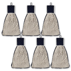 Kuber Industries Napkin | Washbasin Hanging Napkin | Kitchen Towel with Ties | Napkin for Kitchen | Zig Zag Napkin for Bathroom | Hand Towel for Kitchen | Pack of 6 | Gray