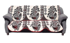 Kuber Industries Cotton Flower Design Reversible 5 Seater Sofa Cover Set (Cream, Maroon, Standard) -CTKTC29680 - 6 Pieces
