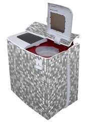 Kuber Industries 3D Square Design PVC Top Load Semi Automatic Washing Machine Cover (Grey) CTKTC33884