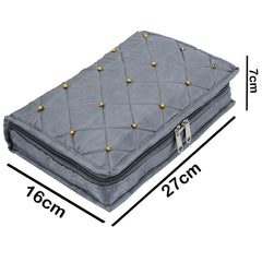 Heart Home Satin Beads Design Jewellery Pouch Cum Makeup Organiser Kit (Grey) HEART2892