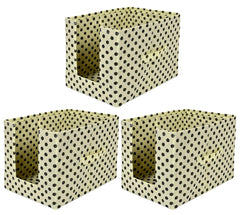 Kuber Industries Dot Printed Multiuses Non-Woven Closet Organizer With Handles- Pack of 3 (Cream & Black) -HS43KUBMART26561