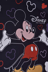 Kuber Industries Disney Mickey Print Silk Special Long Crush Single Bedsheet with 1 Pillow Cover (Black)-KUBMART010146