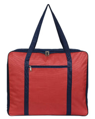Kuber Industries Large Size Lightweight Foldable Rexine Jumbo Underbed Storage Bag With Zipper And Handle (Red & Brown)-Pack of 2
