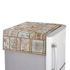 Kuber Industries Flower Design PVC Fridge/Refrigerator Top Cover (Cream)-CTKTC32709