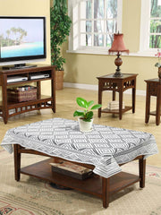Kuber Industries Argyle Printed Cotton 4 Seater Center Table Cover,40"x60" (White)-44KM025
