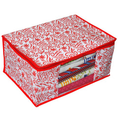 Kuber Industries Floral Printed Non-Woven Saree Cover, Clothes Organiser, Storage Bag For Wardrobe With Tranasparent Window- Pack of 6 (Pink)-HS43KUBMART26112