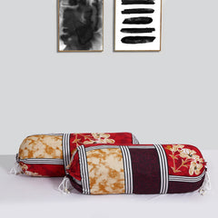 Kuber Industries Bolster Cover|Soft Cotton Bolster Cover Set|Diwan Round Bolster Pillow Covers|Luxurious Floral Print Roll Masand Cover|16x32 Inch|Pack of 4 (Multi)
