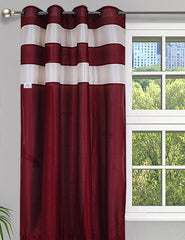 Heart Home Polyester Window Curtain 8 Eyelets,7 Feet (Maroon) 54HH4325.