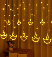 Kuber Industries LED String Light | 5 Big & 5 Small Diya LED String Lights | Light for Christmas | Light for Weddings | Star Light | Lights for Home Decoration | Warm White