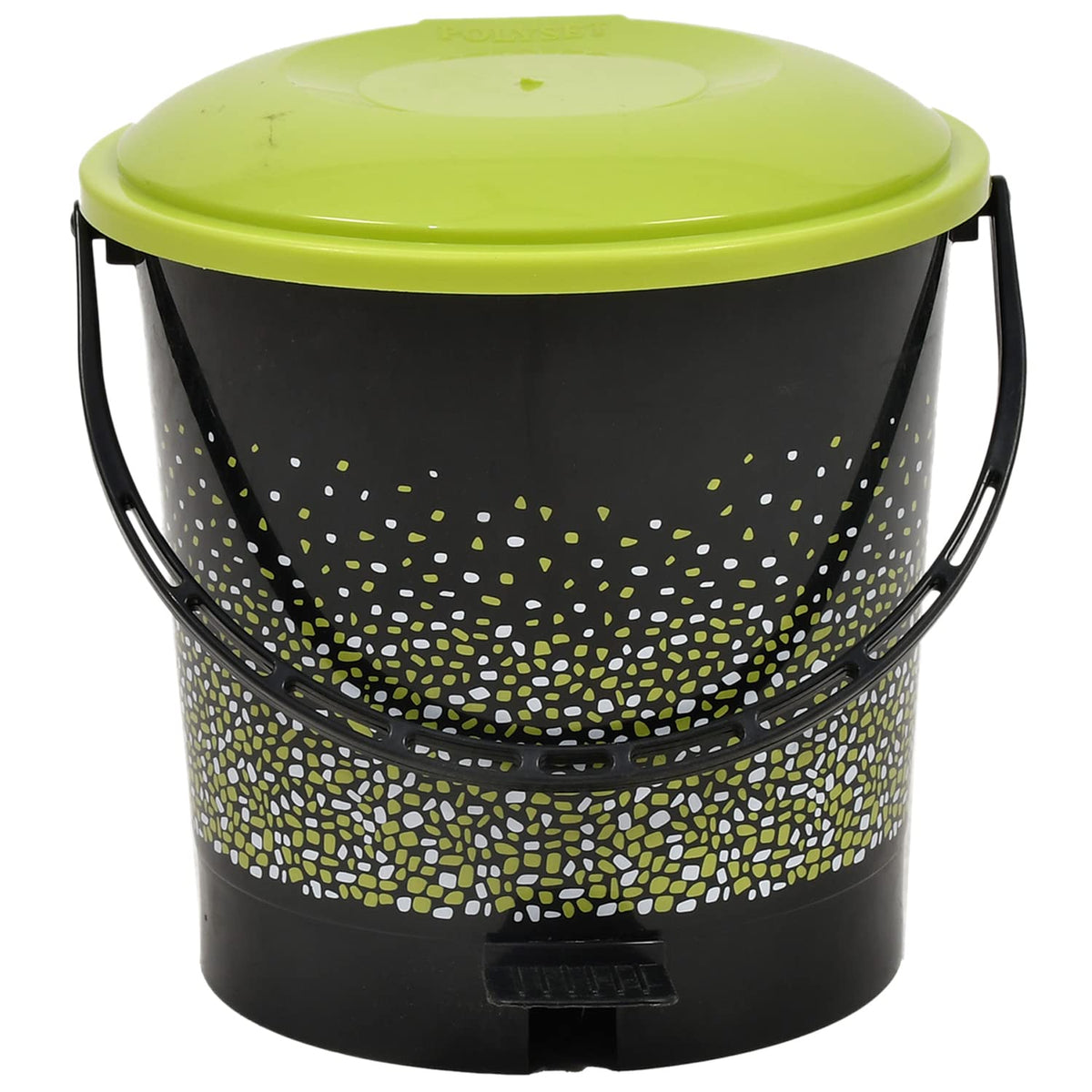 Kuber Industries Printed Plastic Pedal Dustbin For Home, Kitchen, Office, Bathroom With Handle, 7 Litre (Black)-47KM0740