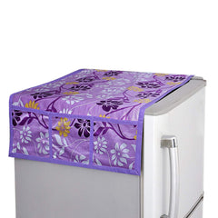 Kuber Industries Flower Design Combo PVC 3 Pieces Fridge Mats, 2 Piece Handle Cover and 1 Piece Fridge Top Cover(Purple),Standard,CTKTC024437