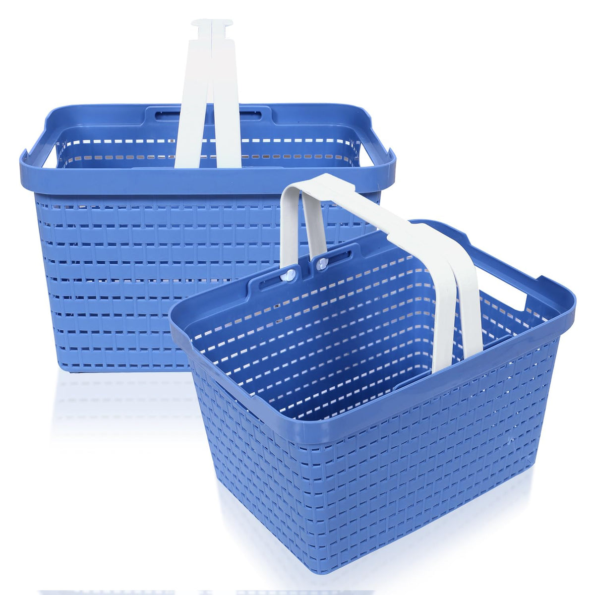 Kuber Industries Basket | Plastic Storage Basket for Fruits | Storage Basket for Picnic | Storage Basket for Kitchen | Stationery Storage Basket | FLORA-333 | Pack of 2 | Blue