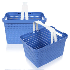 Kuber Industries Basket | Plastic Storage Basket for Fruits | Storage Basket for Picnic | Storage Basket for Kitchen | Stationery Storage Basket | FLORA-333 | Pack of 2 | Blue