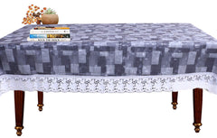 Kuber Industries 3D Checkered Design PVC 4 Seater Center Table Cover 60"x40"(Grey) - CTKTC40095