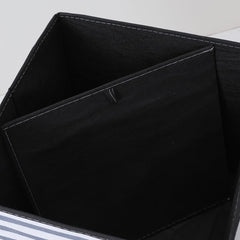 Kuber Industries Foldable Storage Basket|Square Toy Storage Bin|Front Grab Handle|Wardrobe, Closet Organizer (Navy Blue)