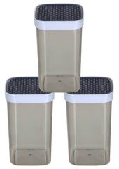 Kuber Industries Check Deisgn Lid Multi Purpose Plastic Container,2000ml, Set of 3 (Grey), Standard