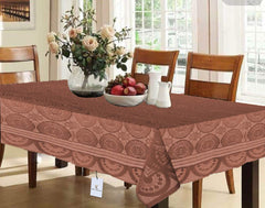 Kuber Industries Circle Design Cotton 6 Seater Dining Table Cover (Brown, CTKTC32649)(Round, pack of 1)