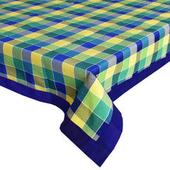 Kuber Industries Check Print Cotton Center Table Cover/Table Cloth for Home Decorative Luxurious 4 Seater, 60"x40" (Blue) 54KM4256