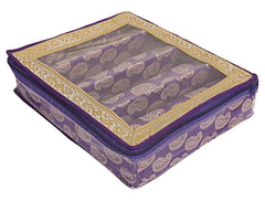 Kuber Industries Multipurpose Carry Design Laminated 4 Rod Bangle Box/Organizer/Case With Tranasparent Top (Purple)-47KM061