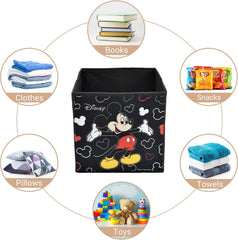 Heart Home Non-Woven Mickey Print Flodable Storage Box/Wardrobe Organizer For Home Decor (Black) 54HH4240.