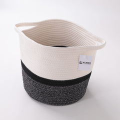 Kuber Industries Cotton Woven Storage Basket With Handle|Shelf Basket Hamper|Organizer for Toys, Socks, Cosmetic|Capacity 8.6 L|Multicolor|