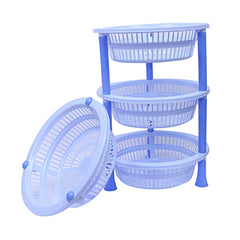 Kuber industries Plastic 2 Pieces 4 Layer Multi-Purpose Kitchen Storage Basket Rack (Blue)-CTKTC25201