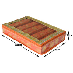 Heart Home Feather Design Laminated 5 Rod Box, Organizer For Bangle, Watches, Bracelets, Jewellery With Tranasparent Top (Orange)-47HH0162