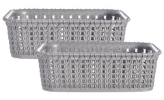 Heart Home Multipurposes Small M 15 Plastic Basket, Organizer for Kitchen, Countertops, Cabinets, Bathrooms Without Lid- Pack of 2 (Grey) -46KHH0120, Standard