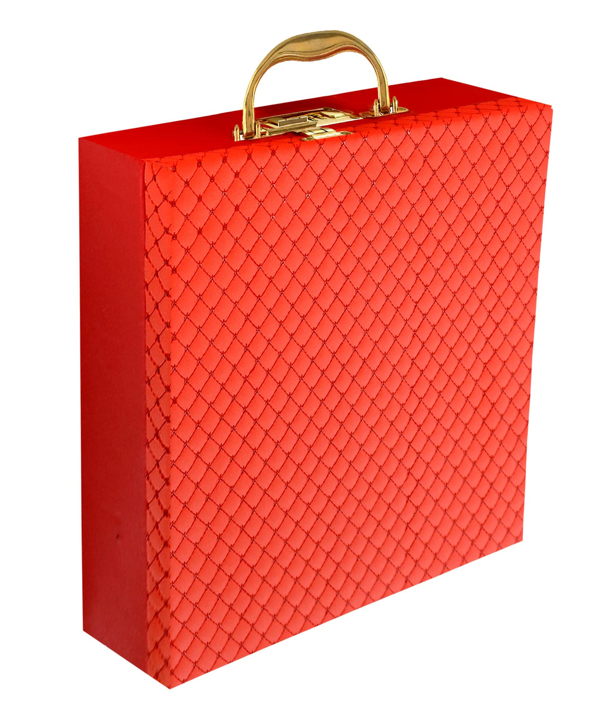 Kuber Industries 3 Rods Bangle Organizer Box Soft Leather Coated Jewelry Storage Case with Small Mirror & Lock System (Gold) (HS_37_LUGGAGE020321)