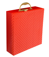 Kuber Industries 4 Rods Bangle Organizer Box Soft Leather Coated Jewelry Storage Case with Small Mirror & Lock System (Gold) (HS_37_LUGGAGE020323)